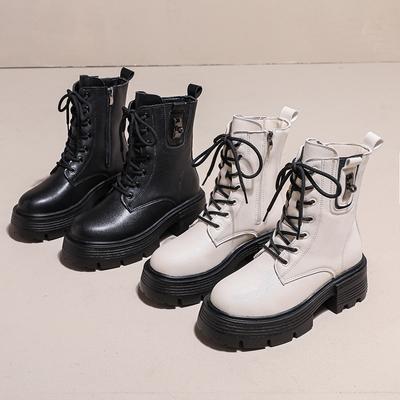 Туфли с круглым носком и молнией, женские туфли на плоской подошве, сапоги в стиле Лолиты, женские сапоги на шнуровке, молнии, челси, мотоциклетные сапоги на щиколотках