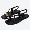 Fashion Fashion Ankle Strap Flat Sandals Women Metal Buckle Decoration Over Toe GLADIATOR Sandals Luxury Designer Summer Beach Slippers