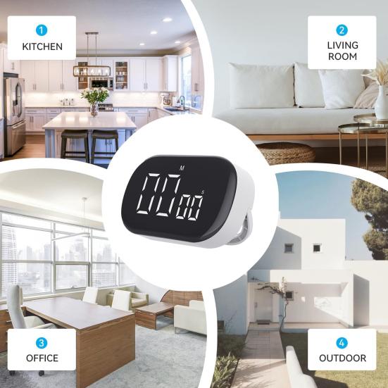 Цифровой таймер, большой, простой в настройке, светодиодный дисплей, универсальный магнитный таймер для чтения для задач, работы, учебы, кухни, приготовления пищи