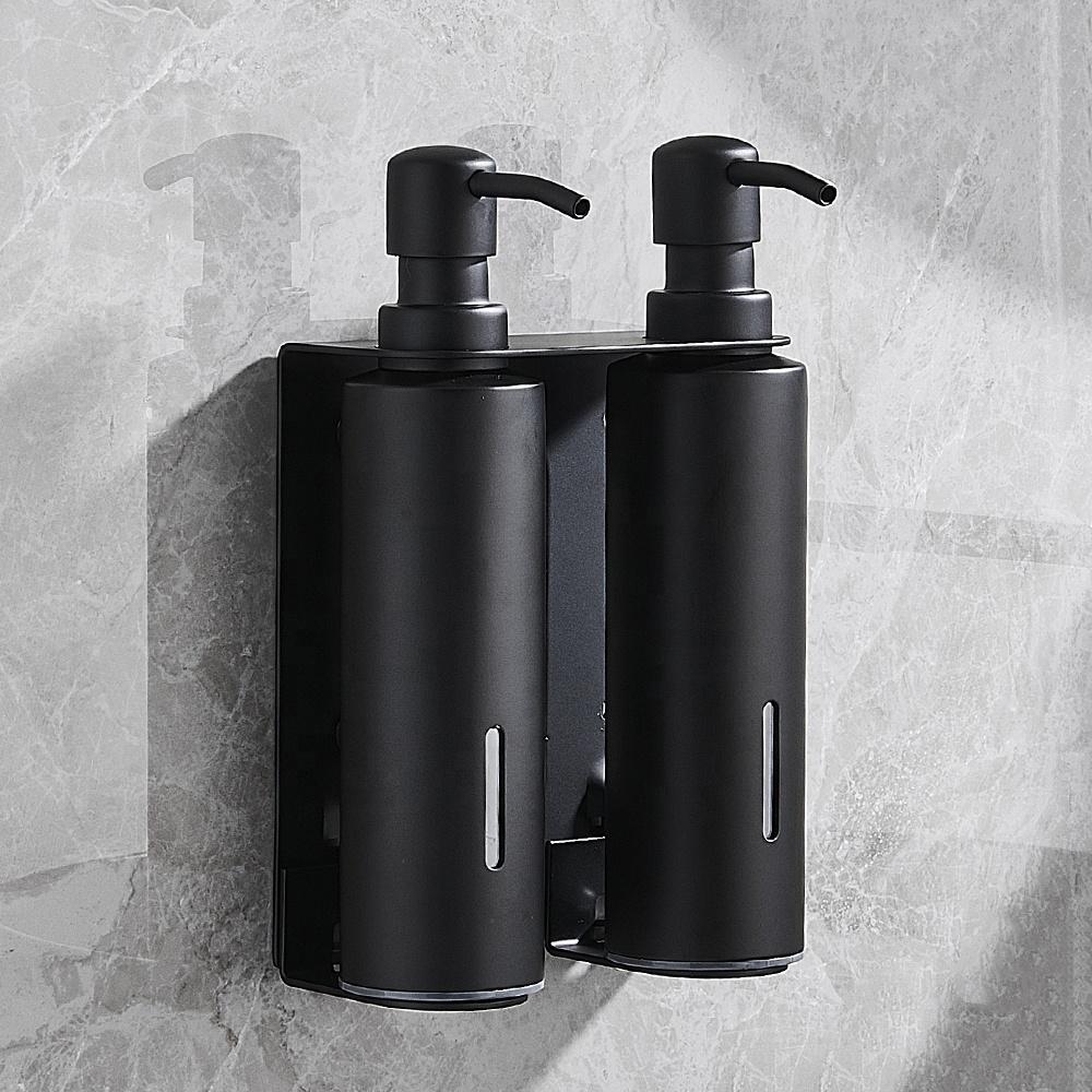 Double Soap Dispenser Refillable Wall Mounted Hotel Bathroom Hand Stainless Steel 304 Shampoo Dispensers