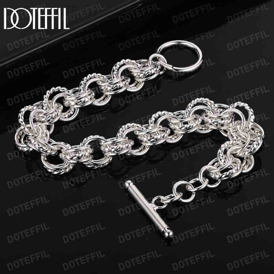 Браслет из стерлингового серебра 925 пробы с несколькими кольцами и пряжкой OT, модные свадебные украшения