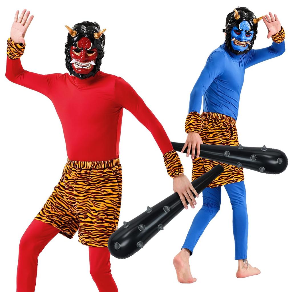 Setsubun Oni Red Blue Oni 5 Piece Oni Oni Oni Setsubun Bean Stage Performance Cultural Anime Holiday Adult [HOLOUN] Costume, Oni, Cosplay, Set,