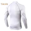 Мужской спортивный топ 3D Slim Fit с высокой эластичностью и воротником-стойкой, быстросохнущий, с длинными рукавами, облегающий, компрессионный, для коррекции фигуры, для бега, баскетбола, спортзала