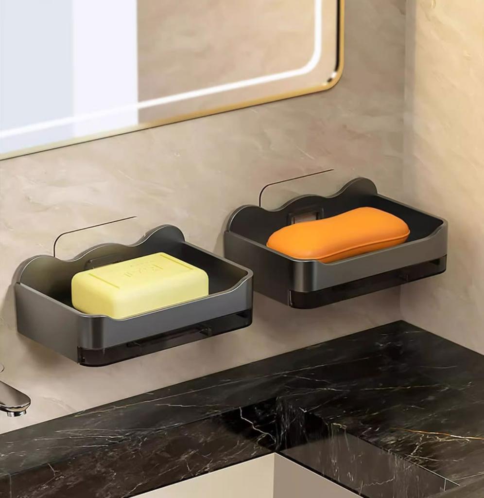 Настенная двухслойная мыльница без сверления, без слива, держатель для мыла, органайзеры для мыльницы для ванной комнаты и кухни