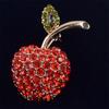 Женская брошь мозаика в виде спелого плода яблока с кристаллами