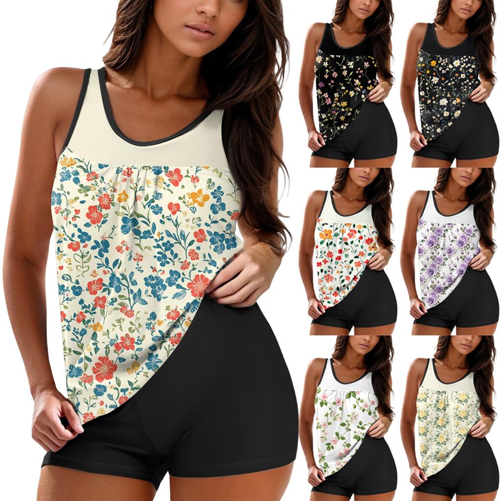 Women Swimsuit With Shorts Flowy Two Piece Swimsuits Bathing Swimwear