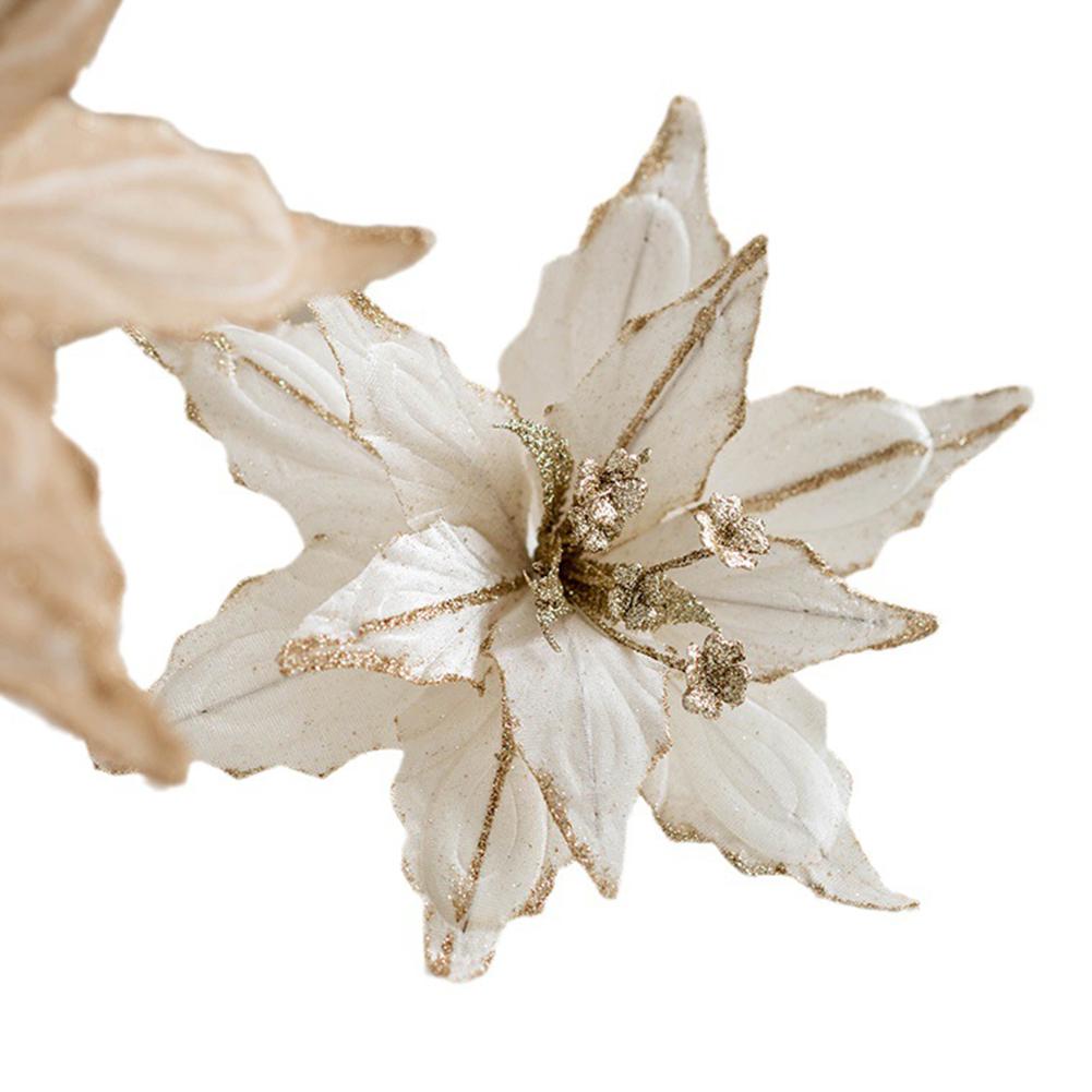 28см Блестящий Рождественский Цветок Искусственное Украшение для Рождественской Елки Вечеринка Домашнее Украшение Искусственные Цветы Рождественская Гирлянда Украшения