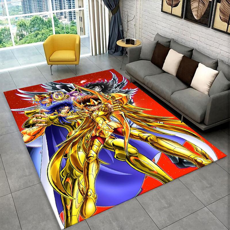 Retro Saint Seiya Anime Cartoon Carpet Rug for Playroom Bedroom Living Room Sofa Home Decor,kid Area Rug Non-slip Floor Mat