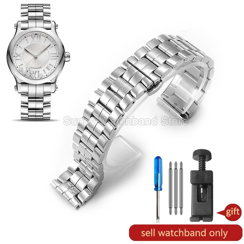 Stainless Steel Watch Strap for Chopard Happy Diamonds Series 15mm 18mm Special Lady Style Flat Interface Steel Watch Accessory