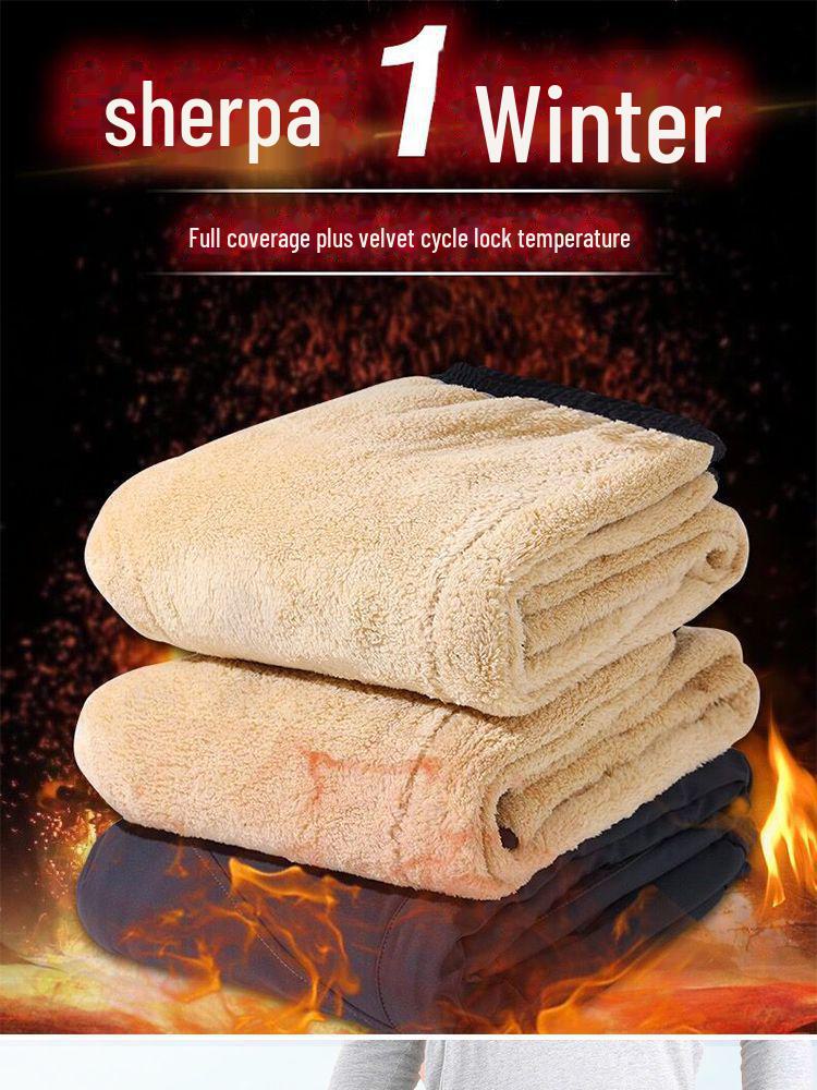 Dad's Cotton Outerwear: Thickened Velvet Trousers for Autumn/Winter - Warm Lambskin Pants for Middle-aged & Elderly.