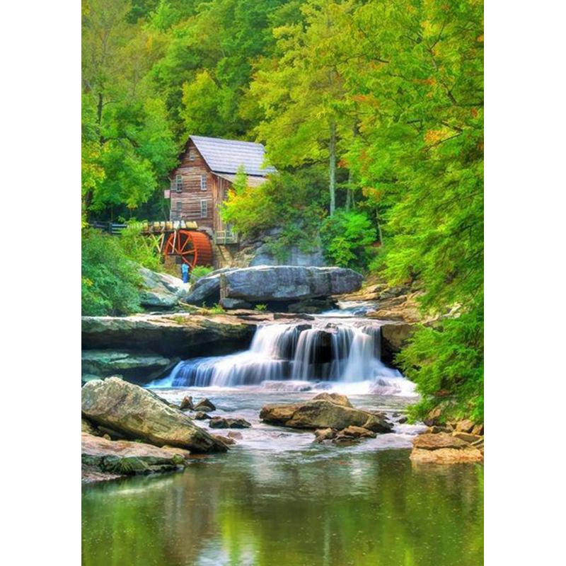 Пейзаж Дерево 5D Алмазная картина Стразы Мозаика Полный круглый дрель Водопад Пейзаж Алмазная вышивка Украшение дома