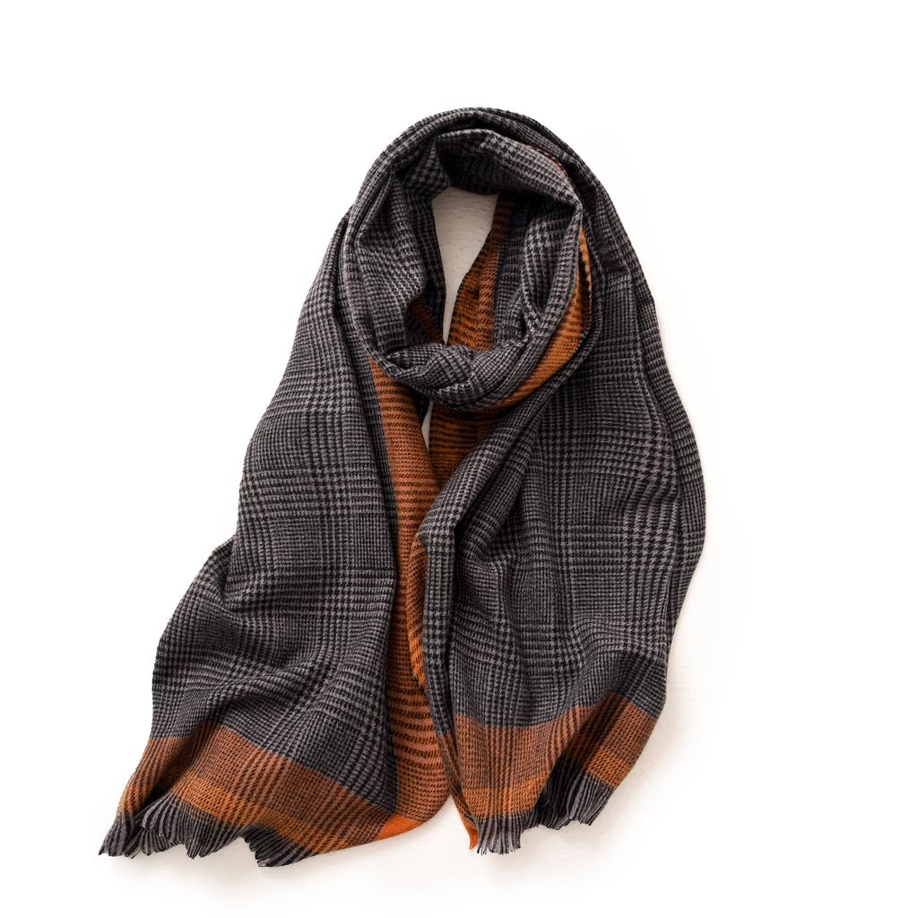 Scarf Border Contrasting Plaid Print Shawl Women's Scarf