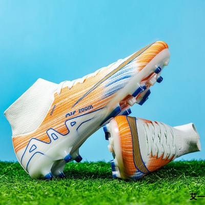 Бесшовные футбольные бутсы из ткани-мухи, высокие, с шипами для газона, для тренировок студенток