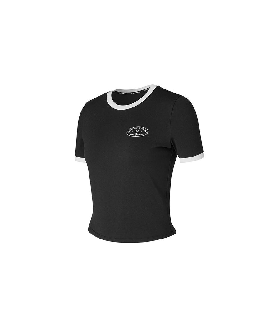 XEXYMIX Contrast Point Crop T-Shirt Black Xtfst02H2