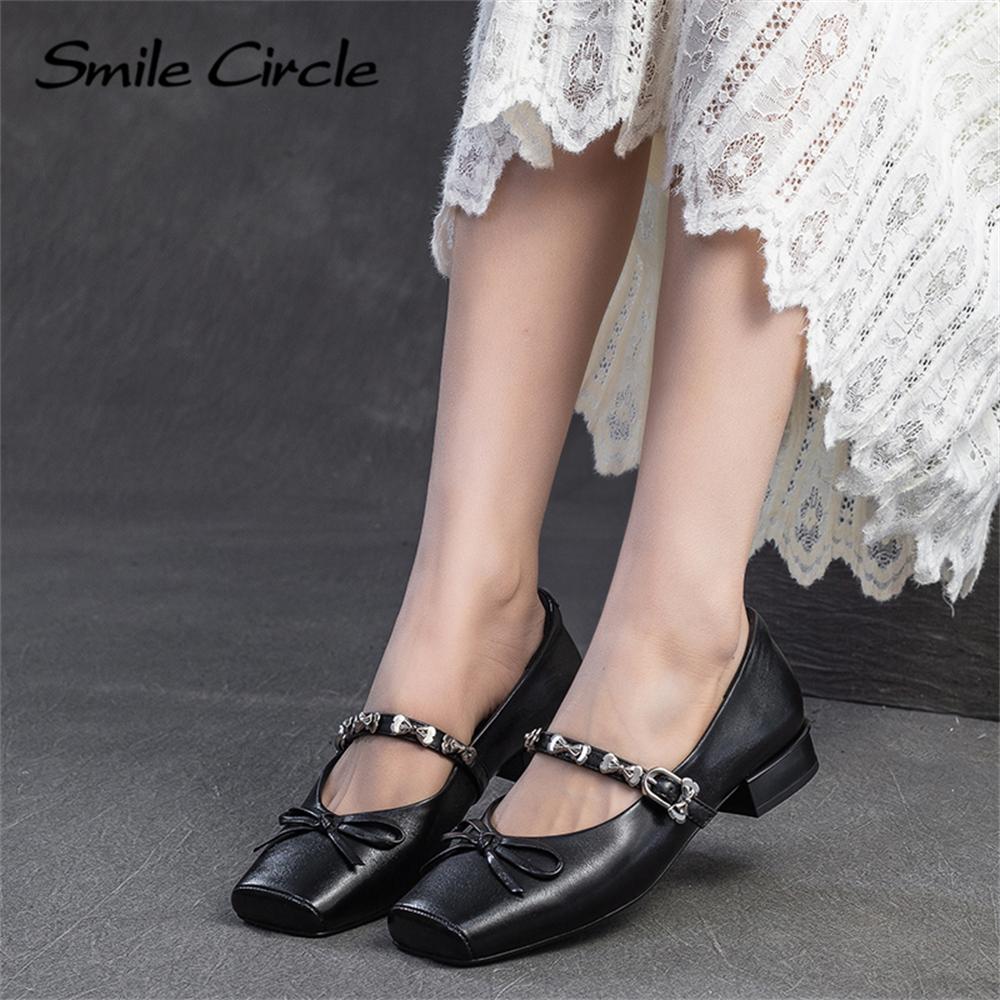 Женские туфли Мэри Джейн из натуральной кожи с квадратным носком и пряжкой на низком каблуке. Модная повседневная женская обувь.