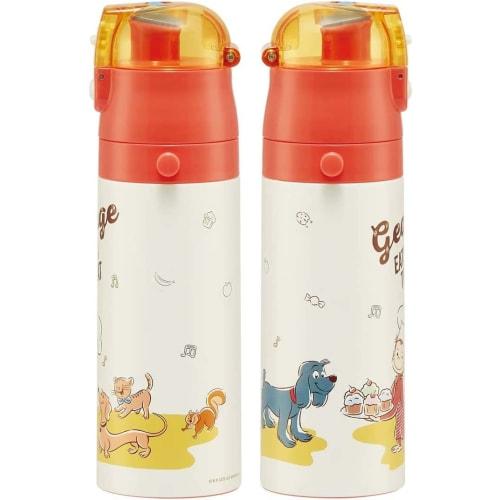 Skater Children's Stainless Steel Water Bottle 2-Way Direct Drinking 420ml Cup Drinking 350ml Curious George 23 Child-friendly Lightweight Type Boys S