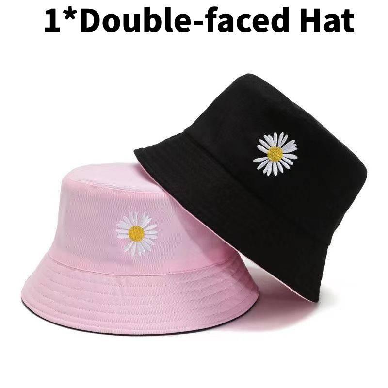 Embroidery Doublesided Magritte Bucket Cap Stylish Sun Protection Hat Fisherman