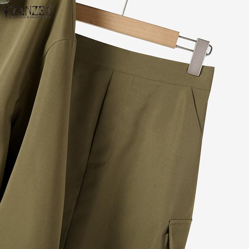 ZANZEA Женский кардиган, тонкая верхняя одежда и юбки, повседневный комплект из двух предметов