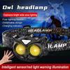 Налобный фонарь COB Owl, водонепроницаемый, перезаряжаемый через USB, с крючком и магнитом для взрослых, детей, бега, рыбалки, верховой езды, кемпинга
