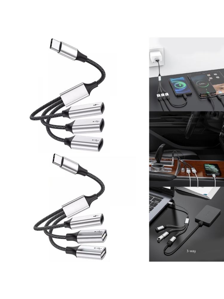 USB C Hub 3 в 1 Type C USB2.0 адаптер-разветвитель с мощностью 60 Вт, порт OTG, быстрая передача данных и зарядка