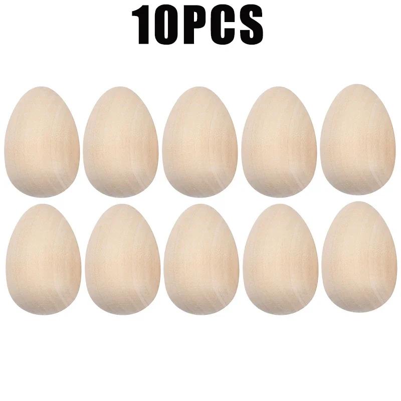 Realistic Wooden Easter Eggs DIY Graffiti Simulated Egg Handmade Holiday Decor Craft for Home Festival Design