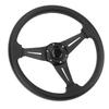 Car Steering Wheel Racing Style PU Leather 14in Universal Fit for 6 Hole Steering Wheel Hub Adapter Black