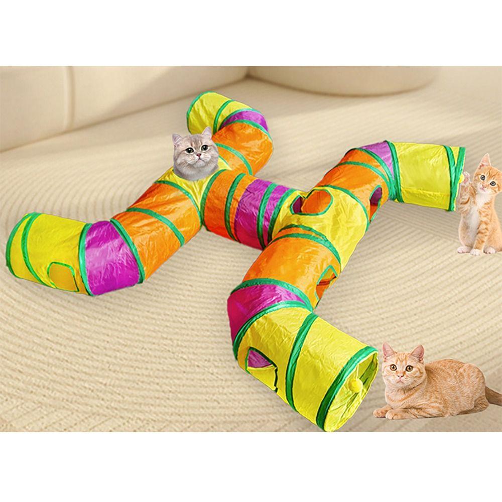 Polyester+Steel Wire Cat Tunnel Tube Foldable Cat Maze Tunnel Portable Pet Fun Play Toy Puppy