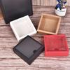 10pcs Square Kraft Paper Flip Box Transparent Frosted PVC Cover Carton Candy Desserts Cosmetic Soap Storage Packaging Boxes