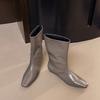 Дизайнерские женские сапоги-рыцари с квадратным носком, стройнящие, элегантные женские ботильоны на танкетке, на низком каблуке