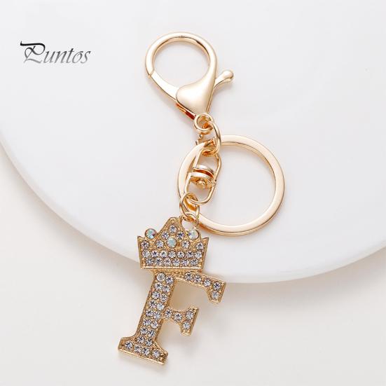 Брелок для ключей, роскошный горный хрусталь, корона, инициалы, автомобильный брелок AG, золотой брелок с 7 буквами, женский аксессуар для сумки, орнамент