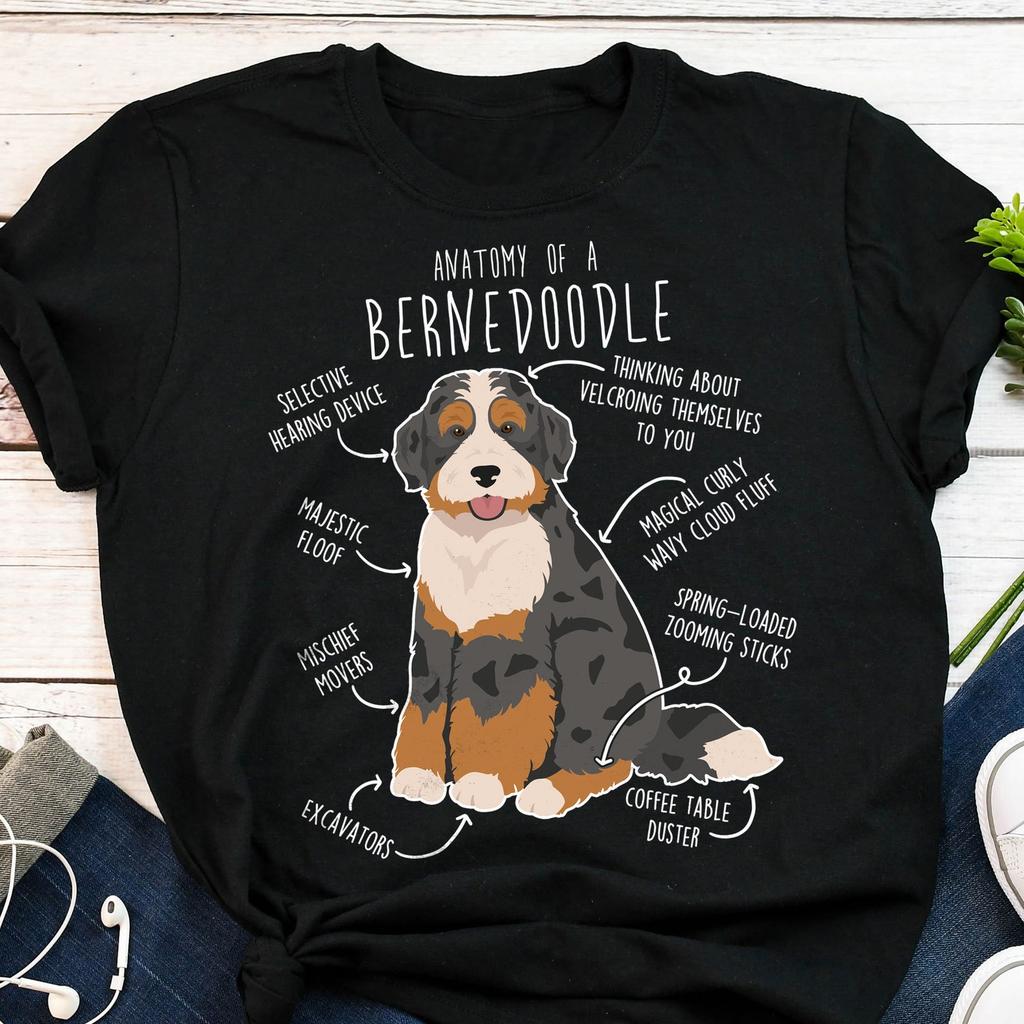 Bernedoodle Shirt, Black Merle Bernedoodle Dog Lover Gift, , Funny Cute Doodle T-shirt Poodle Mix Cross Tshirt Mom Dad Blue Merle