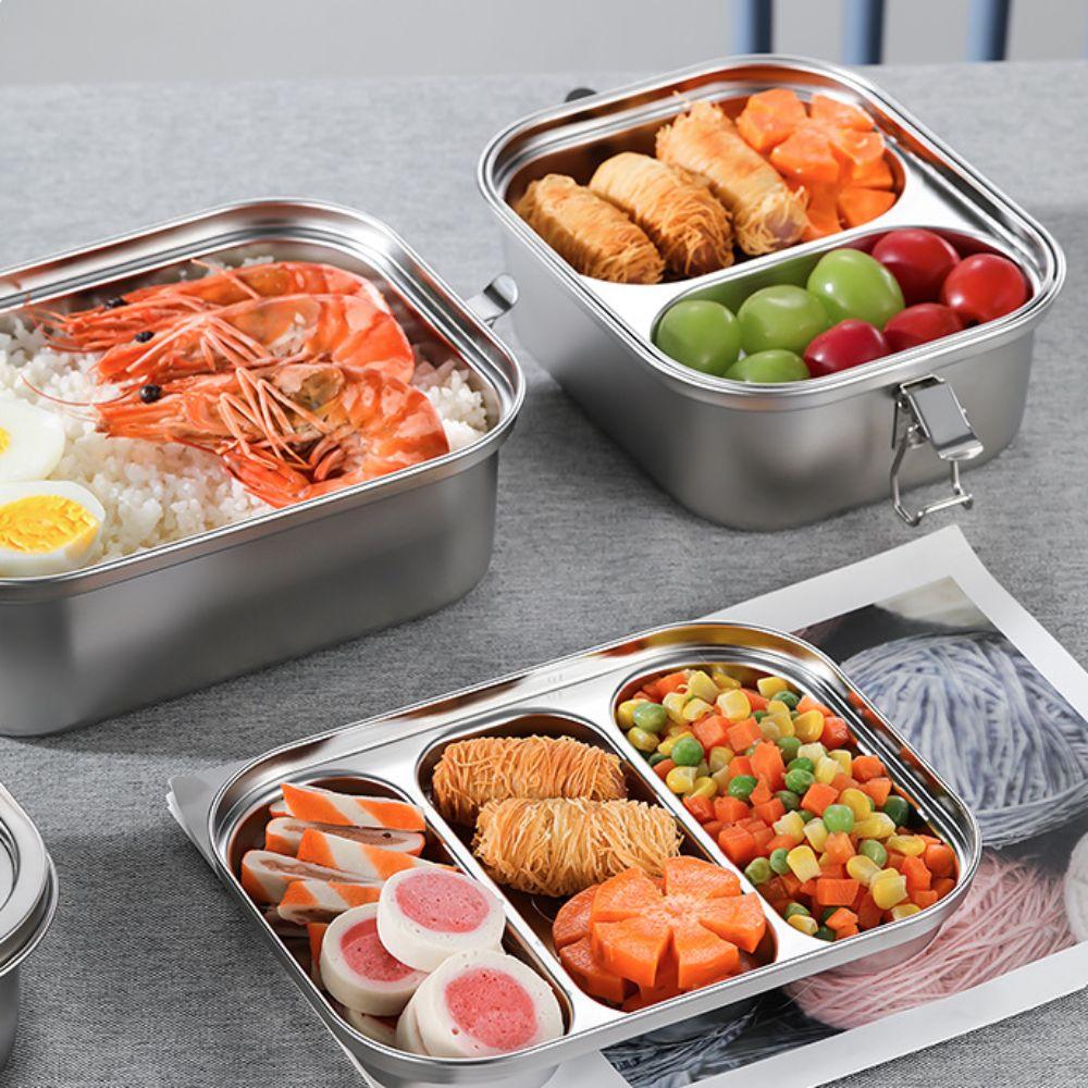 304 Stainless Steel Camping Lunch Box Compartmental Food Storage Box Portable Picnic Box School