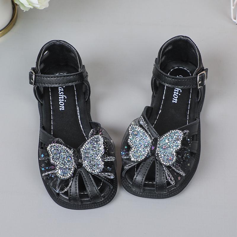 Детские сандалии Shine для девочек, симпатичные дизайнерские детские туфли с открытым носком в корейском стиле, летние новинки 2024 года, мягкие, дышащие, шикарные