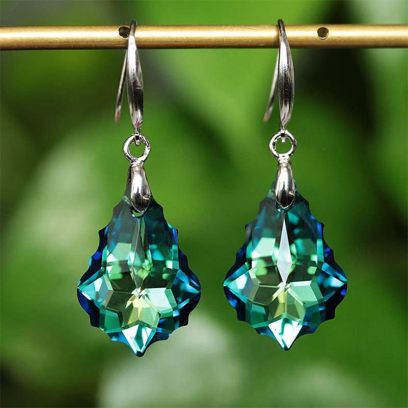 Women Boho Earrings Rainbow Water Drop Zircon Stone Earrings Long Dangle Earrings Colorful