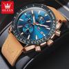 Luxury Quartz Watch for Men Nubuck Leather Strap Waterproof Chronograph Wristwatch New In Moon Phase Man Watch