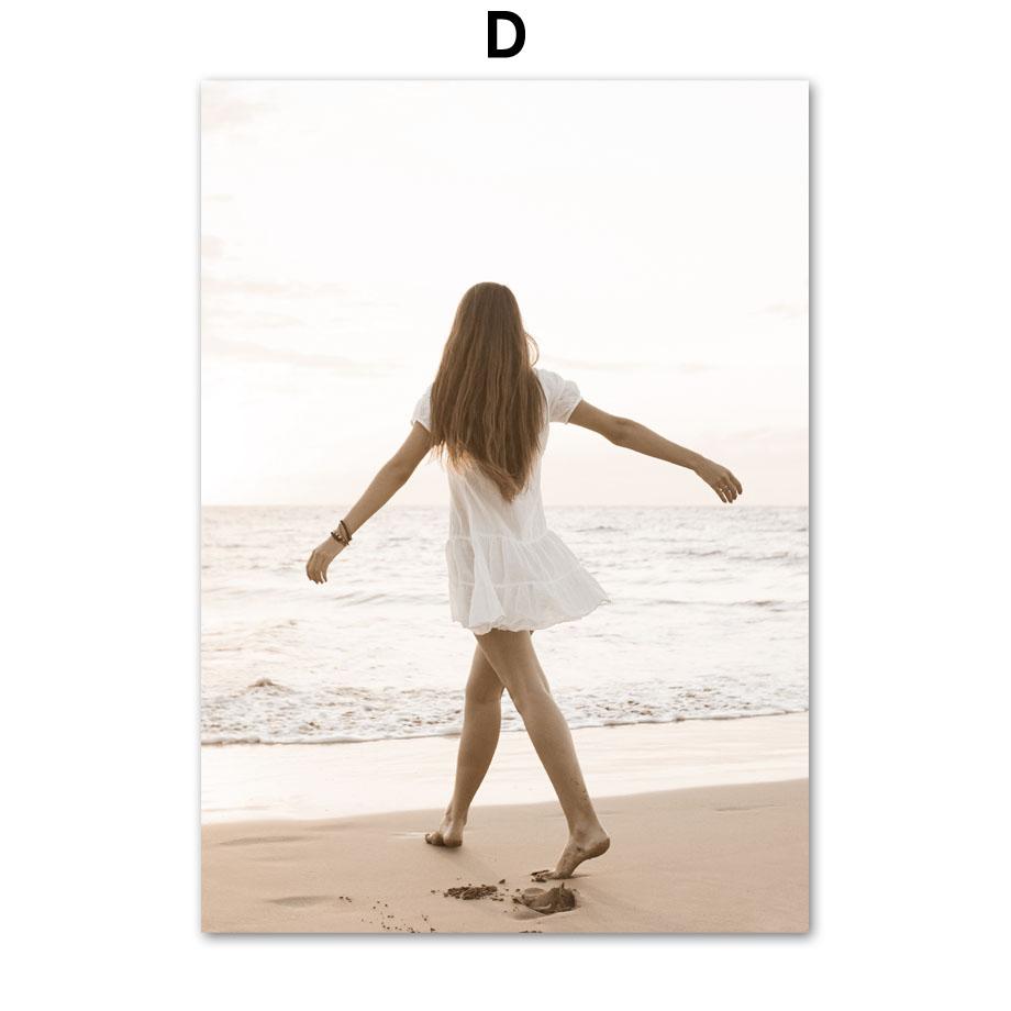 Пляжная прогулка для девочек, весенний цветок, одуванчик, тростниковые птицы, плакат на скандинавскую тему, настенный художественный принт, холст, картина, Декор, картинки для гостиной