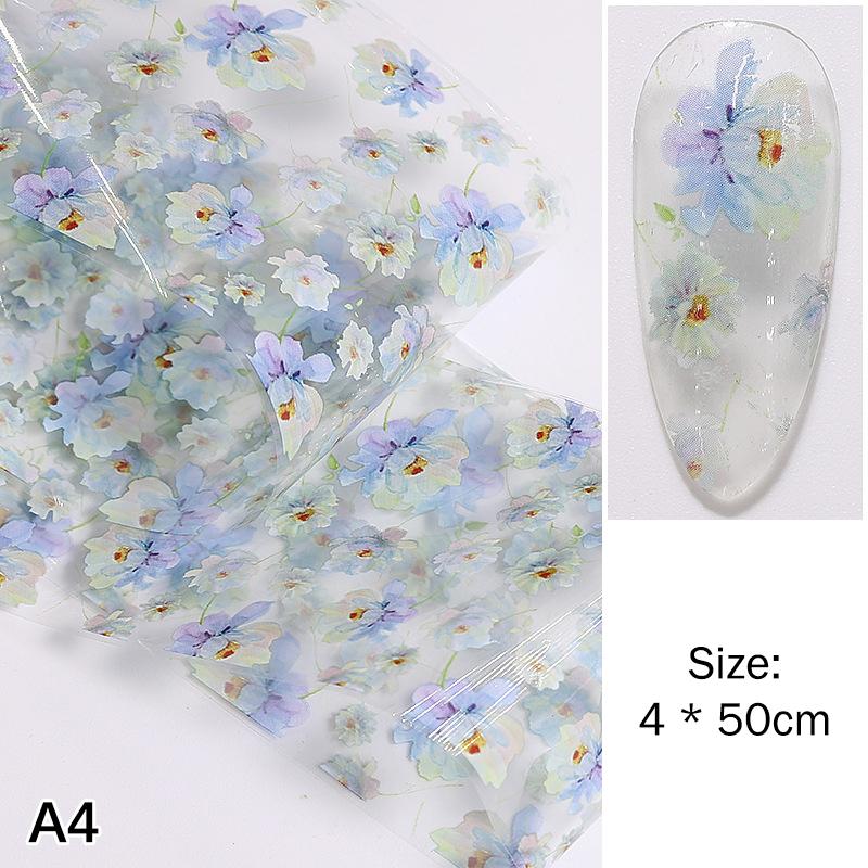 1Pcs 100cm Flower Rose Nail Transfer Foils Sticker Paper Floral Nail Wraps Tulip Nail Art Stickers Decals Nail Art Decorations
