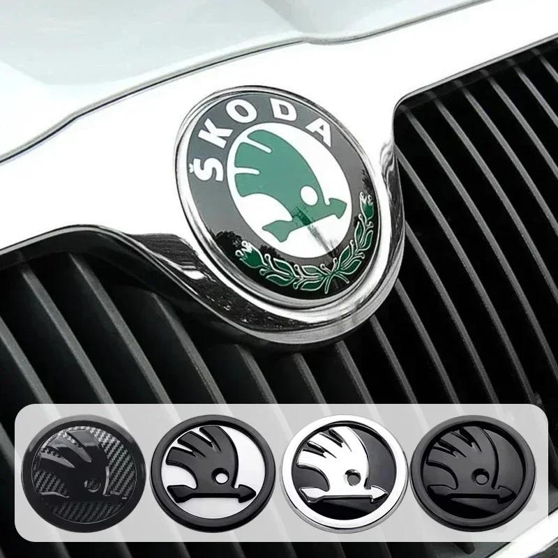 REKP5 Car Emblem Badge Front Hood Trunk Sticker Decoration For Skoda Octavia Rapid Kodiaq Karoq Enyaq RS Yeti Scala Fabia Kamiq Superb