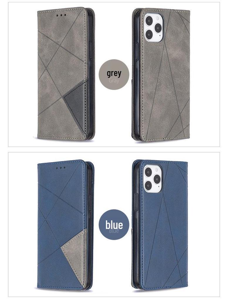 Apple 16 Diamond Pattern Leather Case for iPhone 15/16 Pro - Cowhide Texture Protective Cover