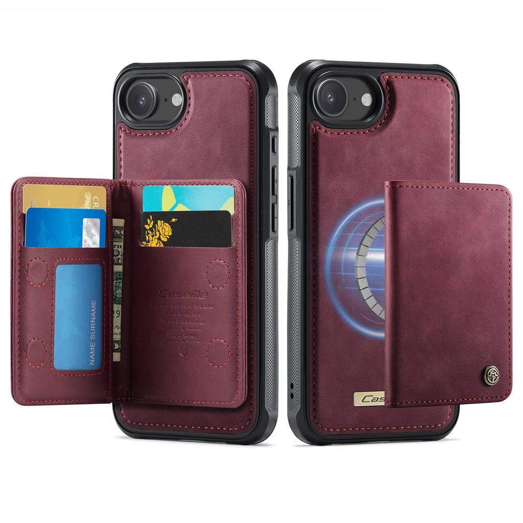 Для iPhone 17e Магнитный Кошелек 2-в-1 Съемный Держатель для Карт с RFID-блокировкой Подставка Ударопрочный Чехол-книжка из Искусственной Кожи
