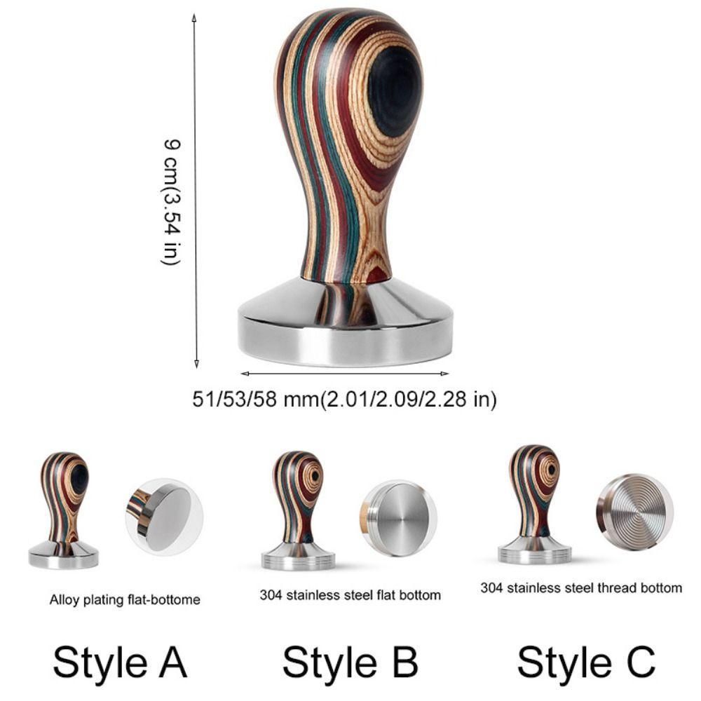 Detachable Colorful Wooden Handle Coffee Tamper Thread/Flat Bottom Coffee Distributor Cafe