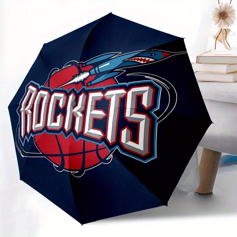 Rockets Basketball Automatic Folding Umbrella - Lightweight, Retractable Design with 8-Rib Durability, Perfect for Outdoor Adventures, Fashi