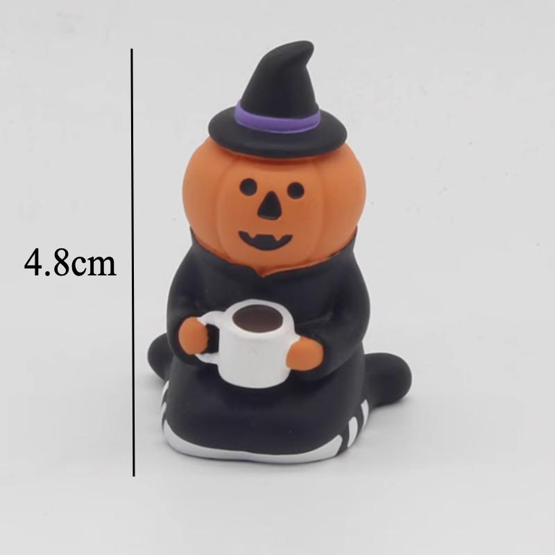 Cute Cat Halloween Concert Miniatures Funny Ghost Figurines Kawaii Shiba Vampire Magic Pumpkin Miniatures DIY Home Decoration