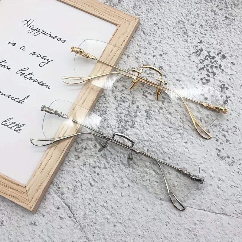 Exquisite Frameless Square Metal Flat Glasses Suitable for Boys and Girls' Daily Leisure Campus Business Decoration