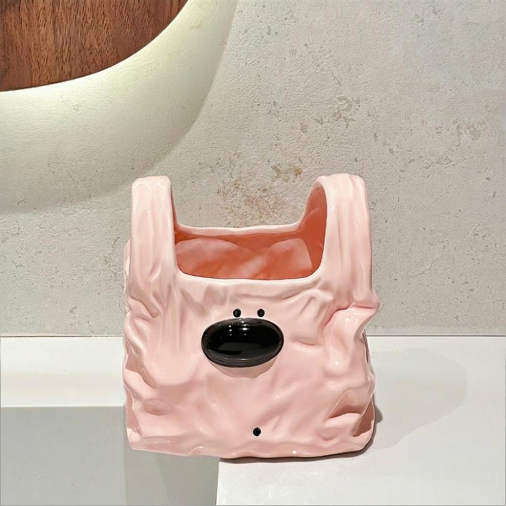 Handbag Style Ceramic Storage Box Puppy Shaped Desktop Pen Holder Desktop Organizer