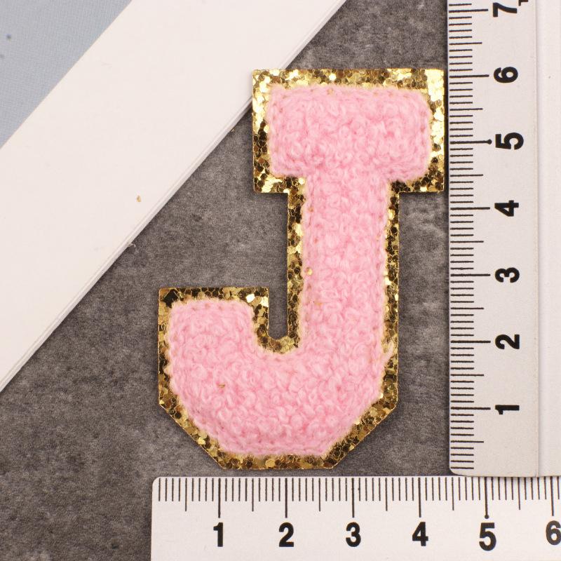 Алфавит, 26 букв, блестки, синель, розовая вышитая аппликация, нашивка для одежды, сумки, куртка, шляпа, декор