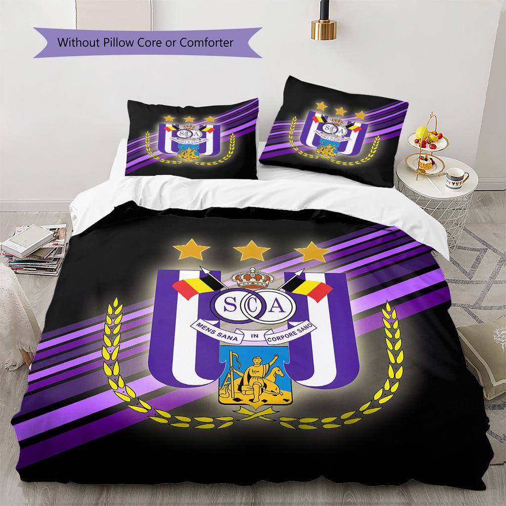 RSC Anderlecht  Узорный Комплект Постельного Белья Одеяло  Домашний Декор  Подарок (1 пододеяльник + 2 наволочки без наполнителя)
