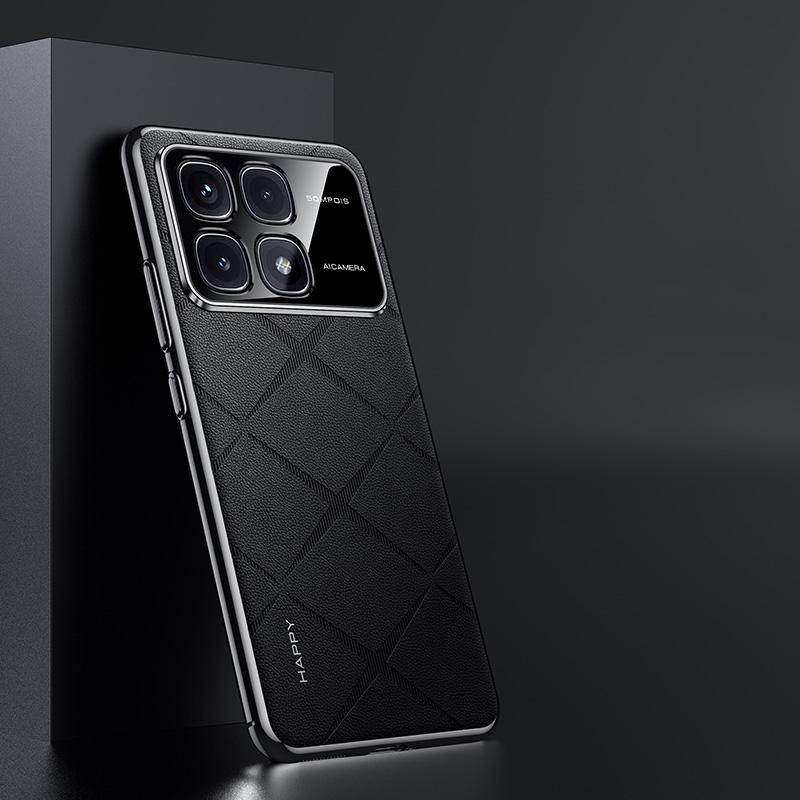 Роскошный кожаный чехол для телефона Xiaomi 14T Plating Camera Lens Ptotection Hard Back Cover Shell 14T