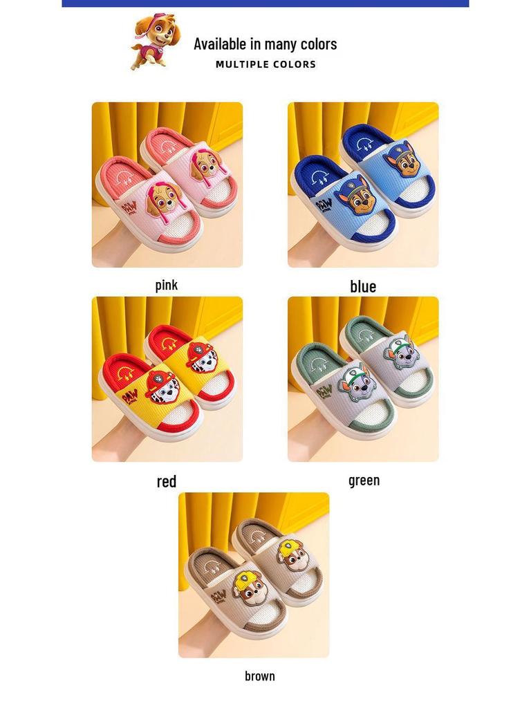 Детские нескользящие тапочки Щенячий патруль - Хлопковые льняные для мальчиков и девочек, весна/лето