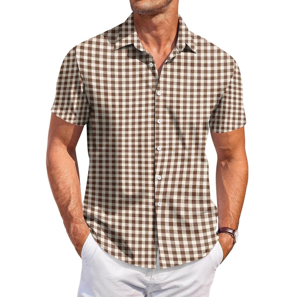 Men's Short Sleeve Casual Shirt with Festival Print, Fashion Novelty Summer Top for Parties, Vacation, Daily Wear.
